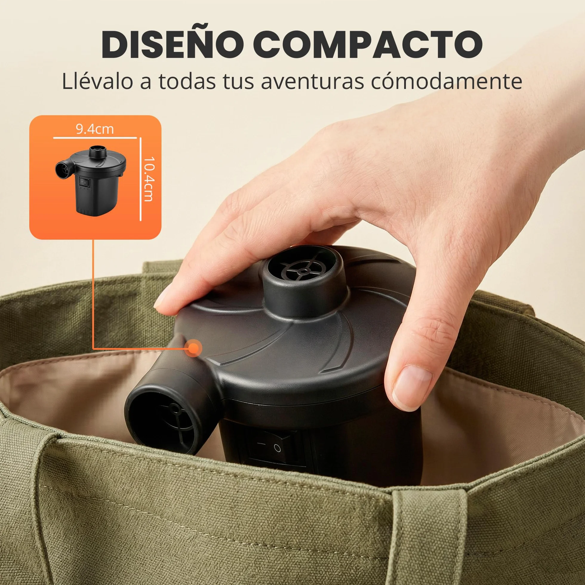 JUPPLIES Inflador Electrico 240V AC 12V DC 2 en 1 Hinchador Deshinchador Bomba de Aire Portatil