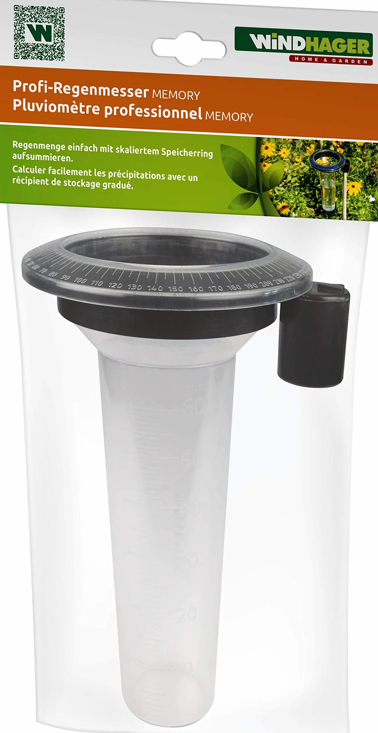 Windhager Pluviómetro Profesional Medidor de Precipitación Lluvia 15,8 x 14 x 24,3 cm