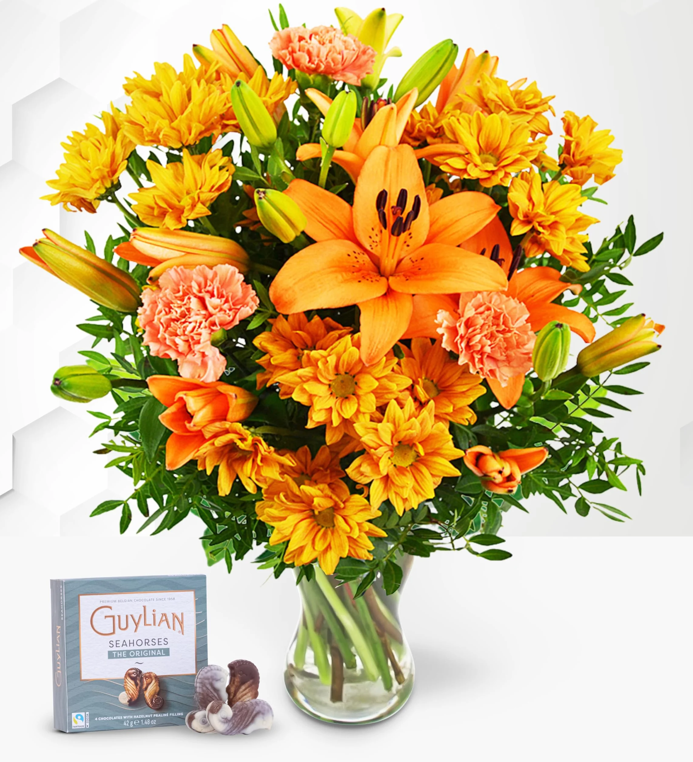 Ramo de Flores Elegancia Naranja con Chocolates - Regalo Fresco para Cumpleaños