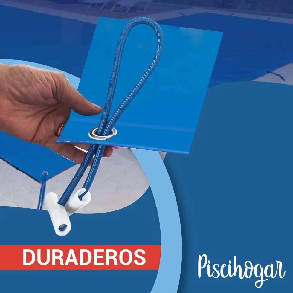 PisciHogar Tensores Lona de Piscina Goma elástica Gran Resistencia Cobertor Invierno Regulables 12 und Azul