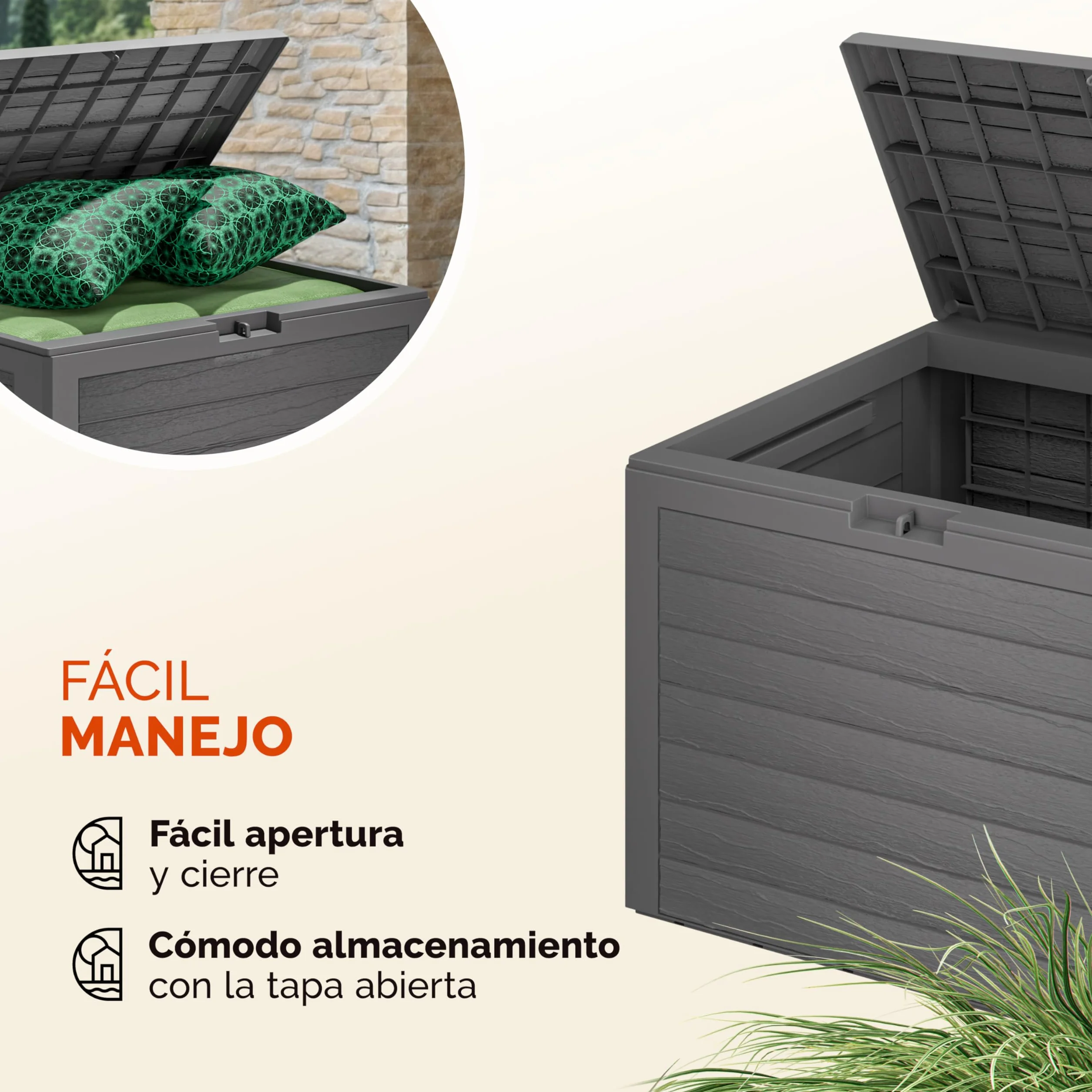 Deuba Baúl de Almacenaje Exterior Arcón de Jardín 190L Gris