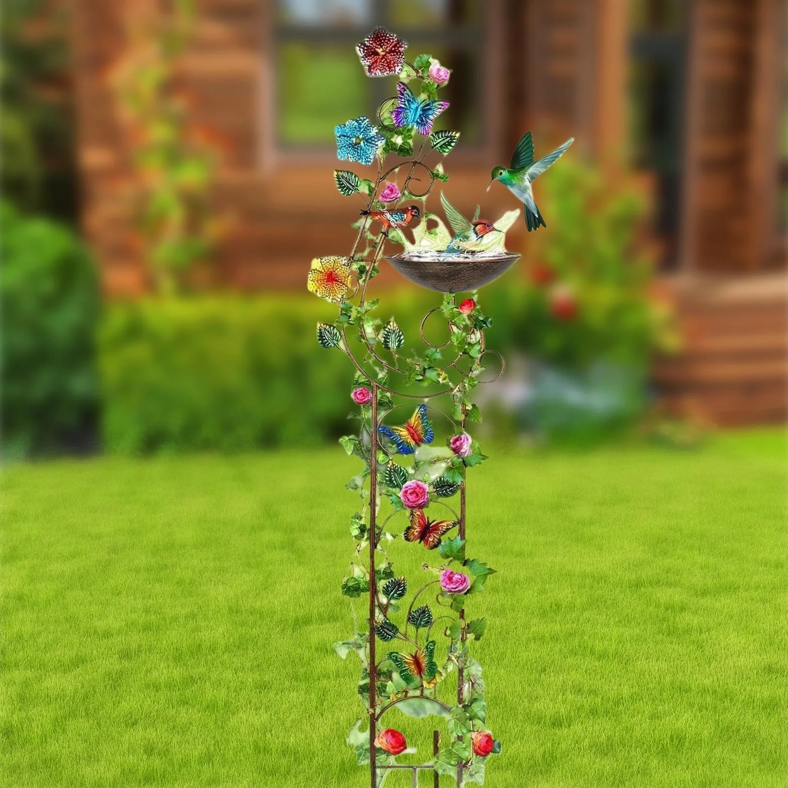 Bebederos para Aves de Exterior Soporte de Plantas y Depósito de Agua | Para Pájaros Independiente En Exterior: Jardín, Patio, Césped, Terraza Y Patio Trasero Al Aire