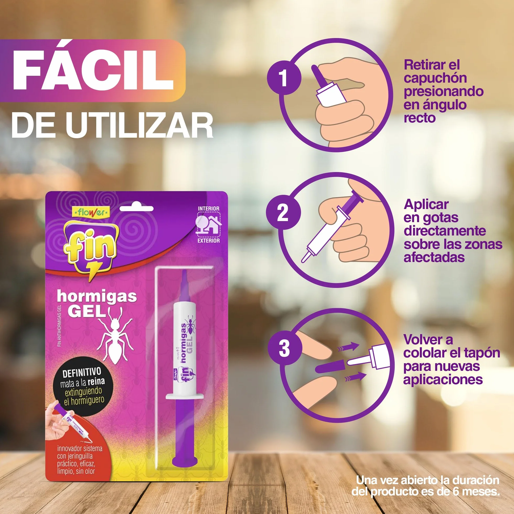 Insecticida Antihormigas en Jeringa 10 gr, Elimina Hormigueros, Cebo Gel