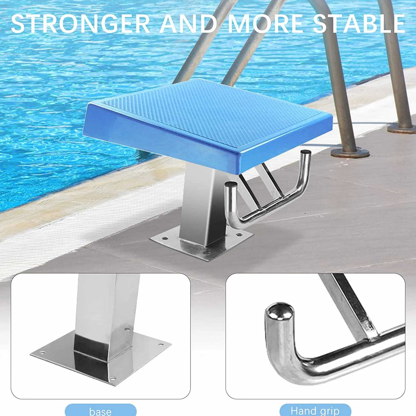 BOTOWI Trampolín para Piscinas Plataforma Antideslizante con Base de Acero Inoxidable para Competición de Natación