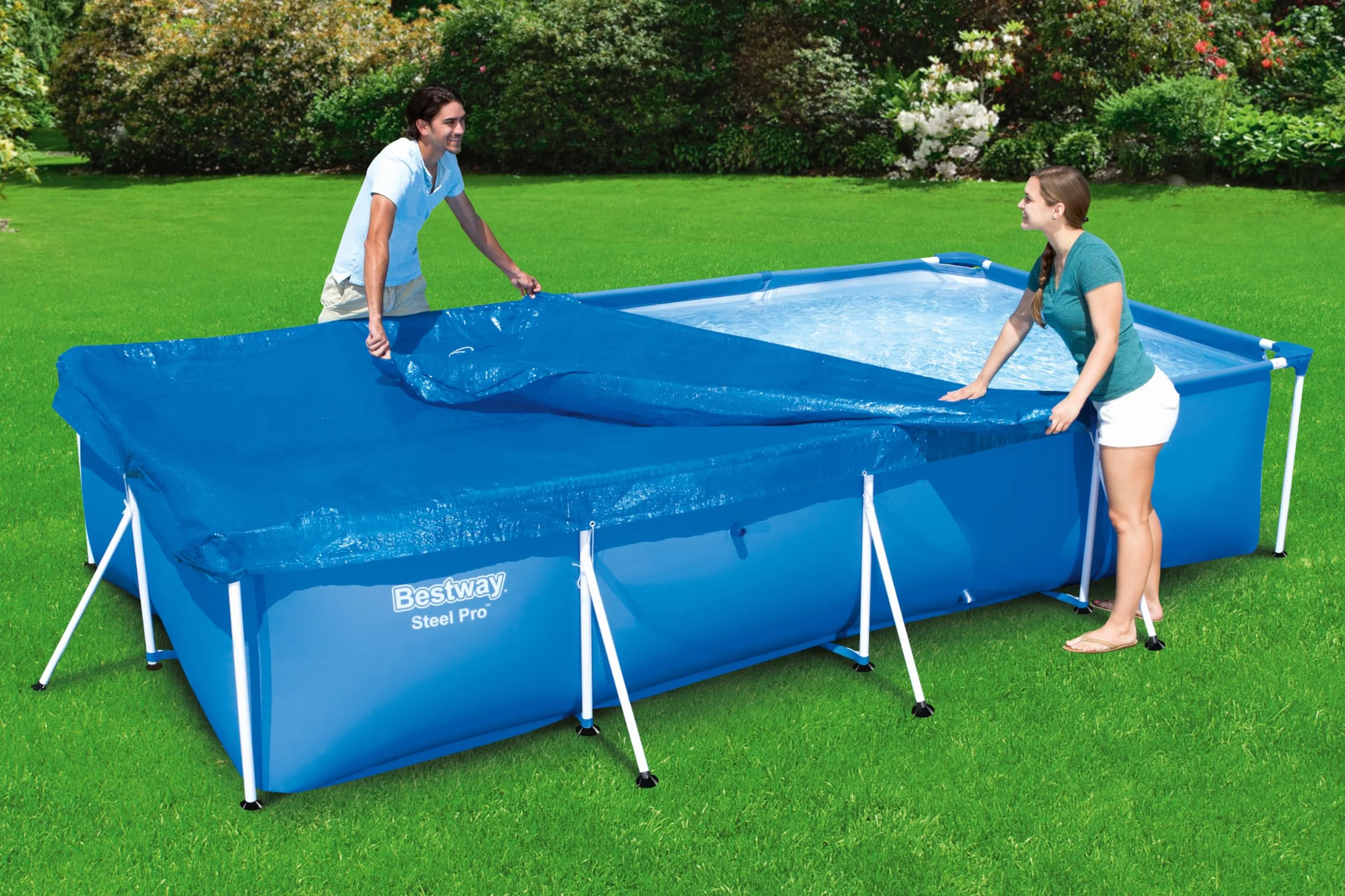 BESTWAY Cobertor de Invierno Rectangular 410x226 cm para Piscinas 400x211 cm Azul