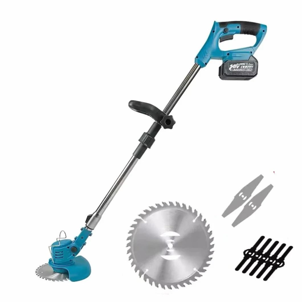 Desbrozadora a batería de 48 V, con doble batería y hoja giratoria, potente 3 en 1 para césped, arbustos y jardines