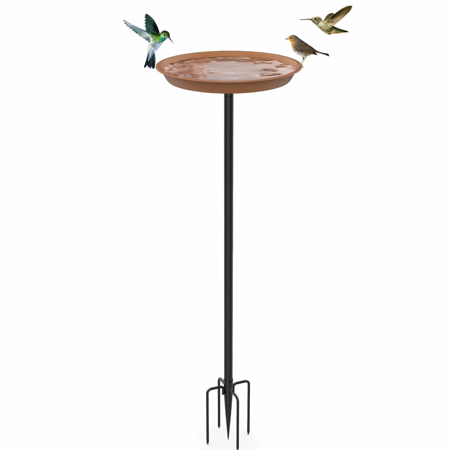 Comedero Pájaros Grande de Metal con Soporte Exterior Regulable Marrón 30x90 cm