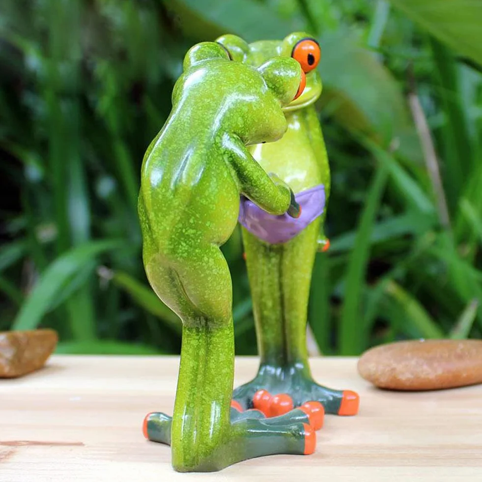 Estatua de jardín de rana Mini 3D Animales Escultura Resina Estatua Adornos Decoración Verde