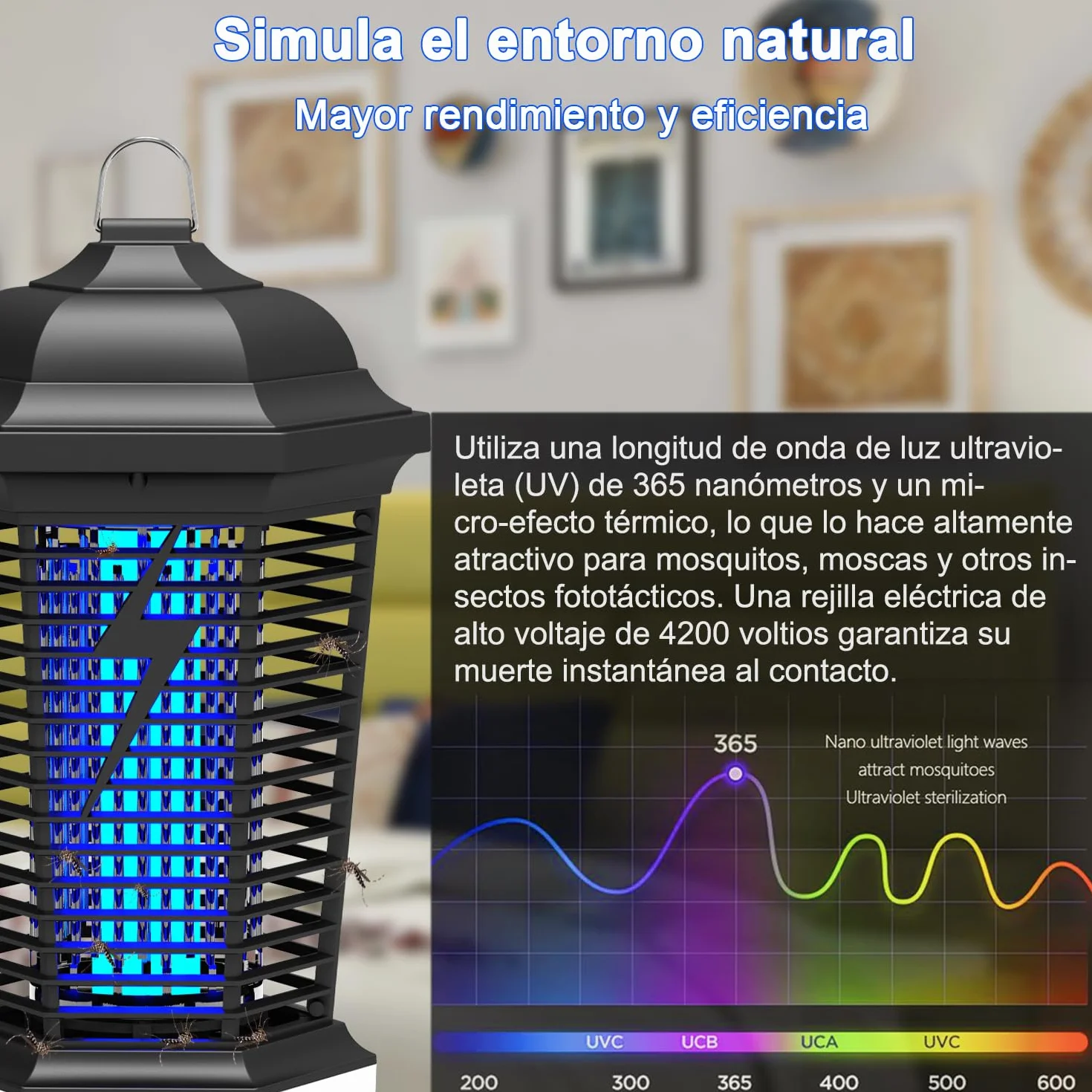 Lámpara antimosquitos LED 4000V 18W UV Mata Mosquitos eléctrico IPX4