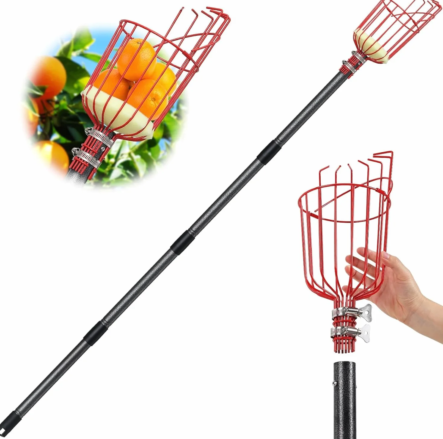 Recolector de Frutas 168cm Varillas de Extensión Recogedor de Manzanas Herramientas