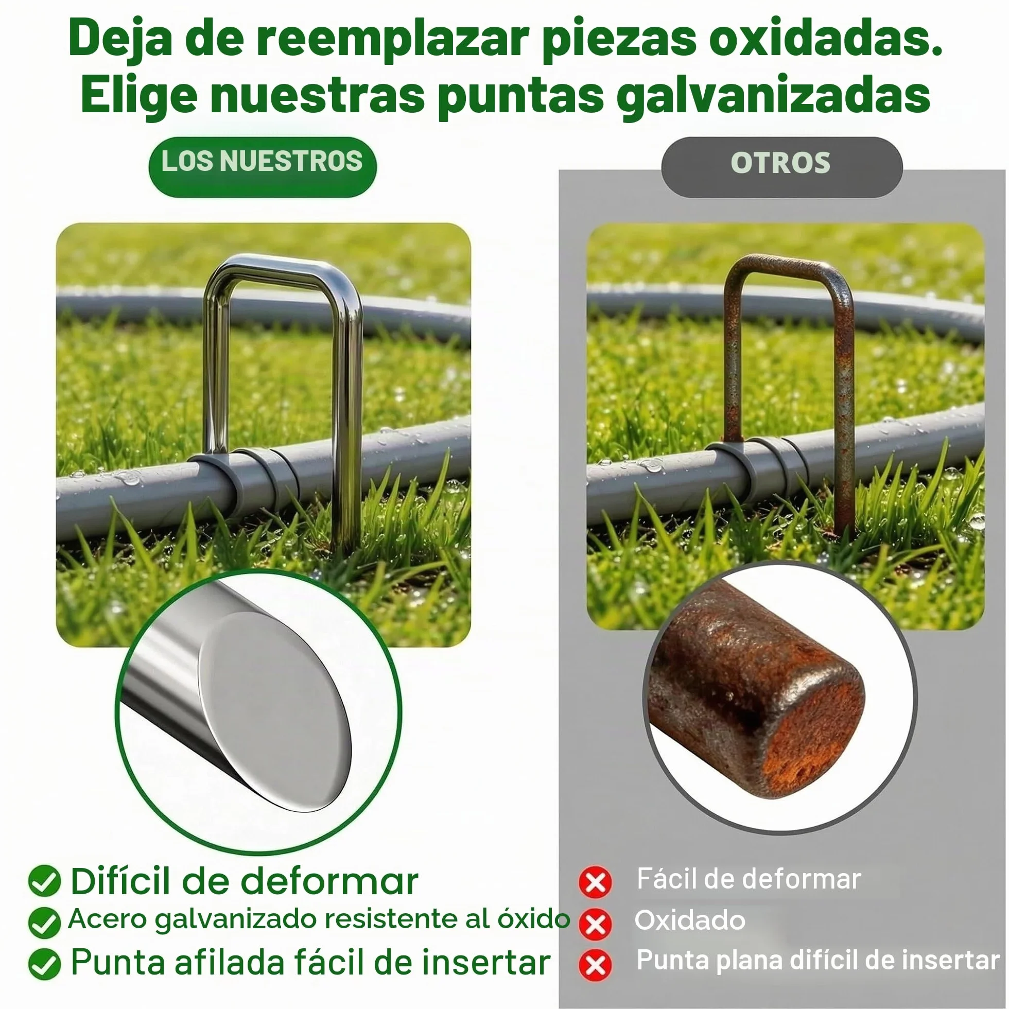 Amagabeli Juego de 200 estacas galvanizadas para jardín, Grapas de 6 Pulgadas Calibre 11