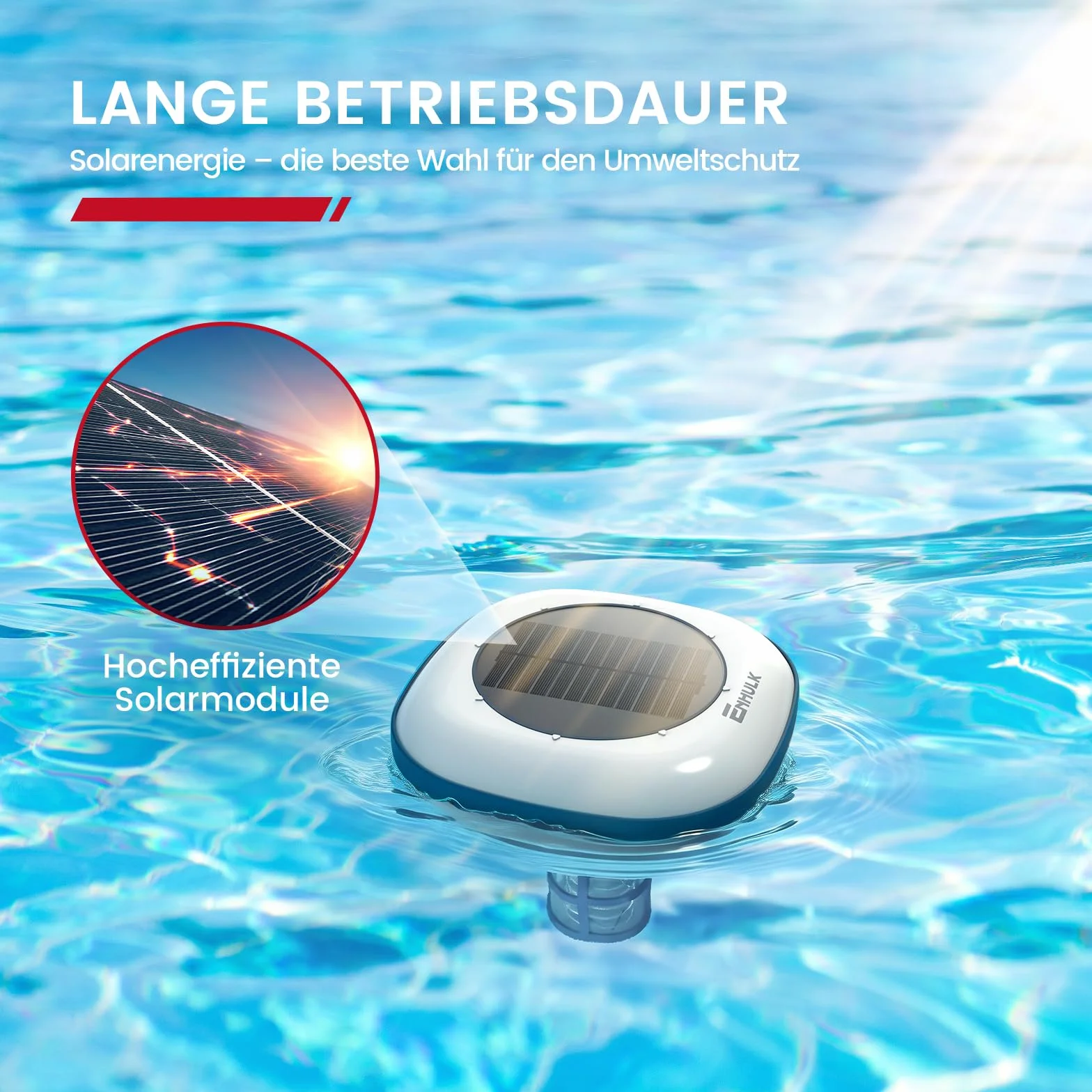 Enhulk Ionizador solar para piscina, limpiador flotante, hasta 170.000 litros, azul