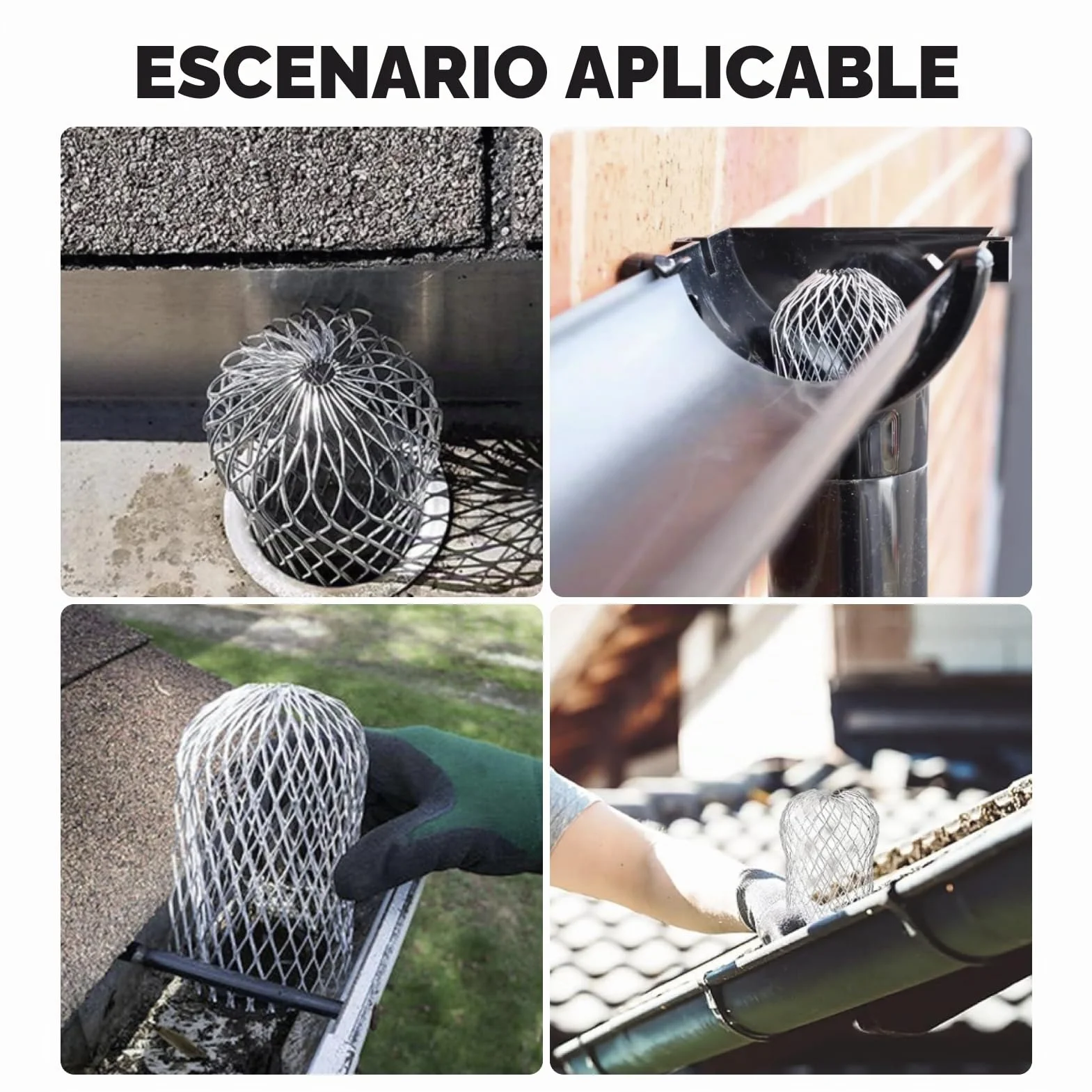Tamiz de Aluminio para Canalones, Rejilla Protectora Ajustable Aluminio Filtros