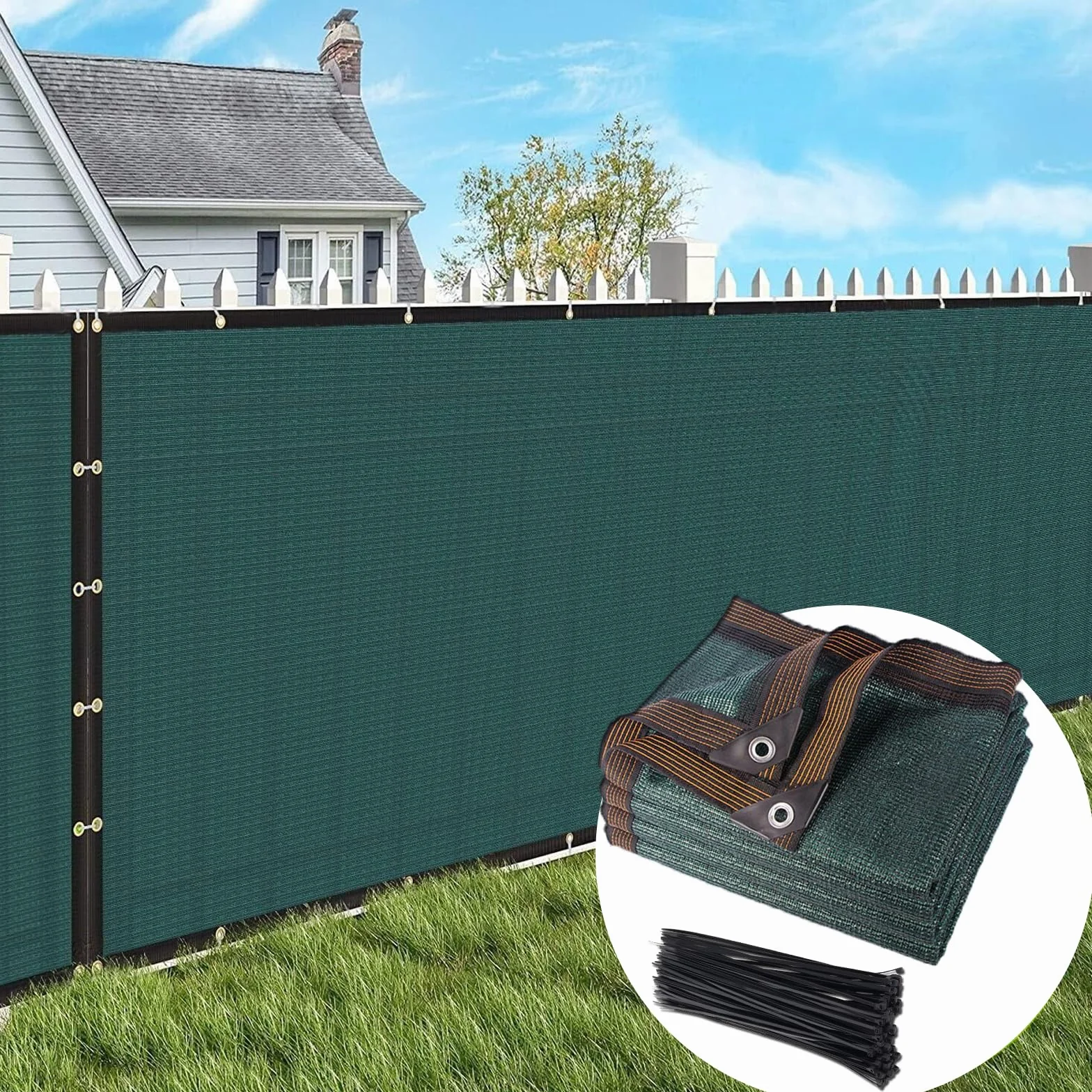 Valla Malla, 2mX10m, Malla Cortavientos Estable, 130 g/m², Malla de Malla, 90% HDPE, para Uso Exterior, Resistente a los Rayos UV, Resistente al Desgarro, Cortavientos, con Sujetacables y Ojales