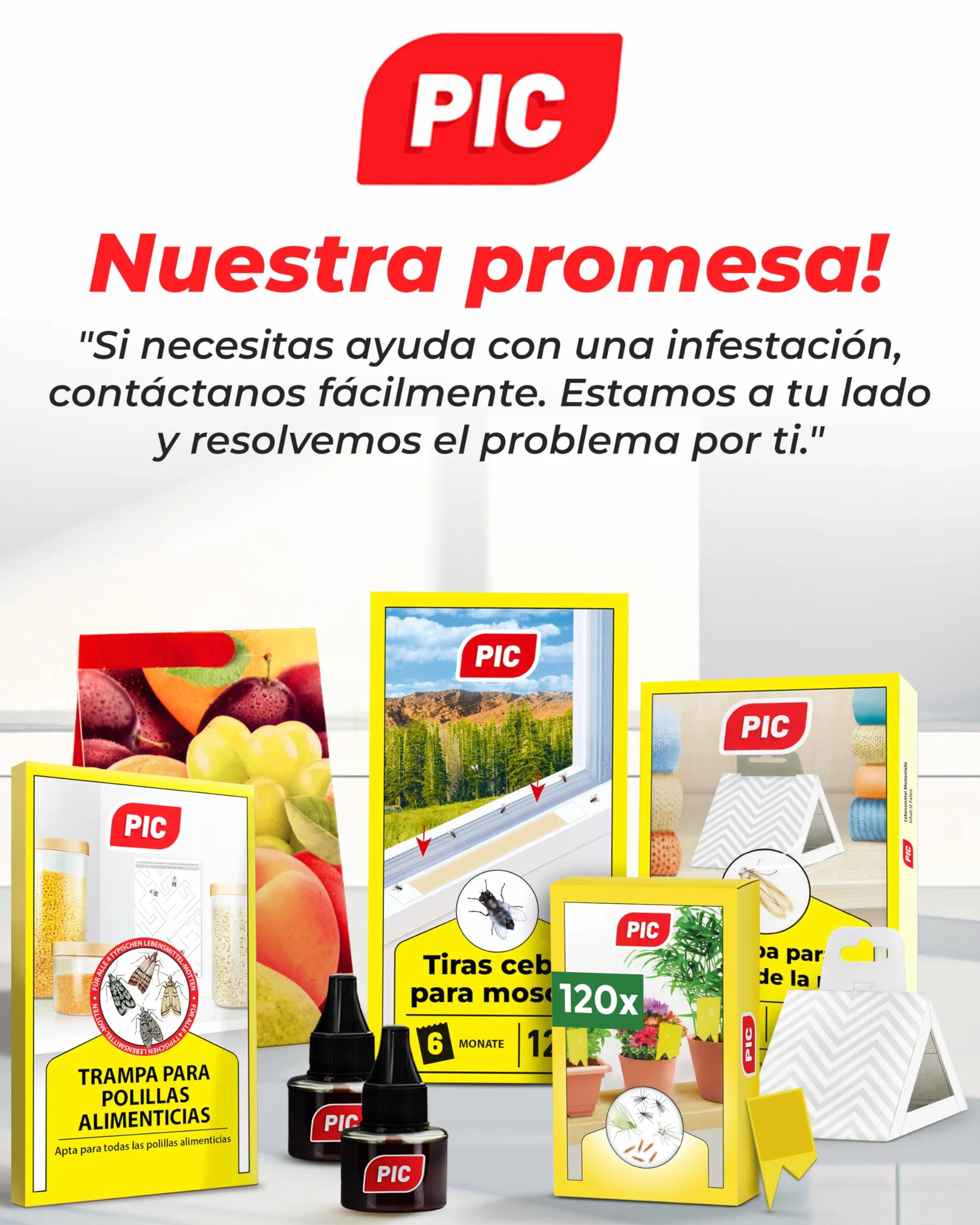 PIC Trampa Polillas Alimentos 12X – Trampas con Feromonas para Cocina y Despensa – Protección 8 Semanas