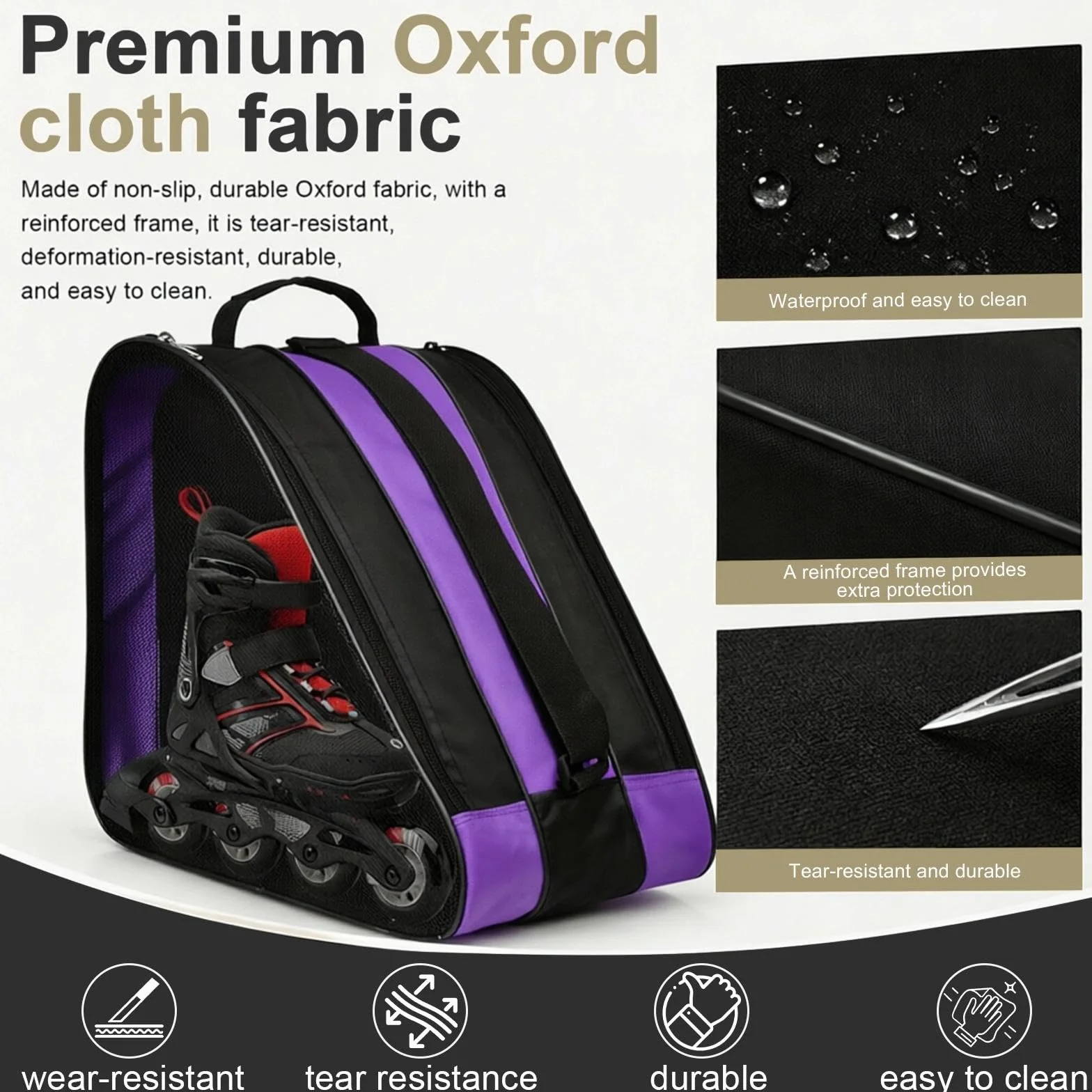 Bolsa para Patines de Tela Oxford Resistente, Mochila con 3 Compartimentos y Correa Ajustable