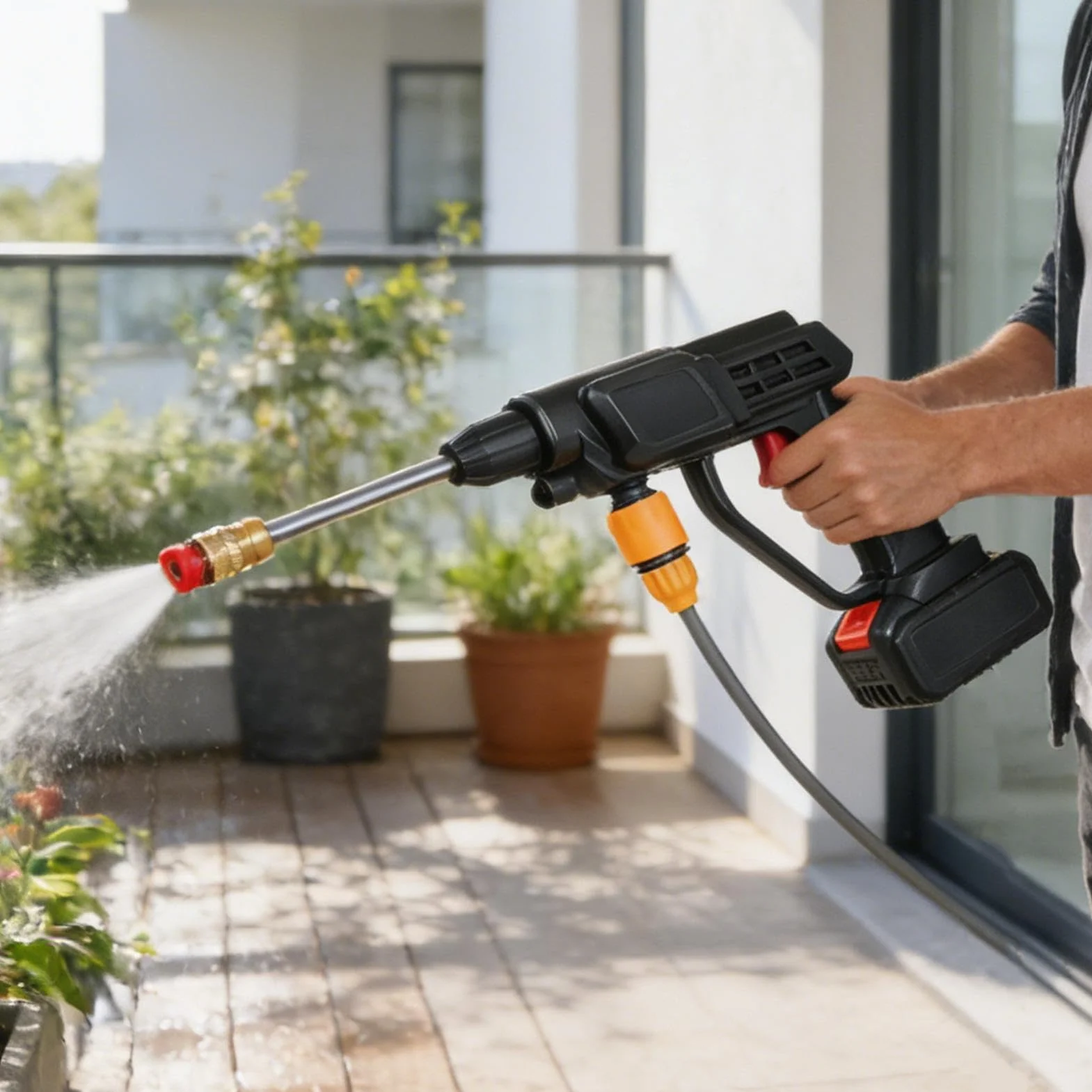 Limpiador a Presión Inalámbrico Boquilla Ajustable Herramienta de Limpieza | Hidrolimpiadora para coche Jardín Patio Coche Ventana Terraza Césped Hogar