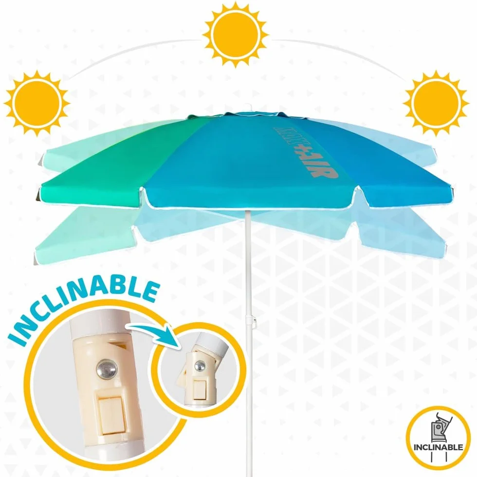 Aktive Sombrilla de playa grande Ø200 cm protección UV 50 resistente al viento mástil flexible