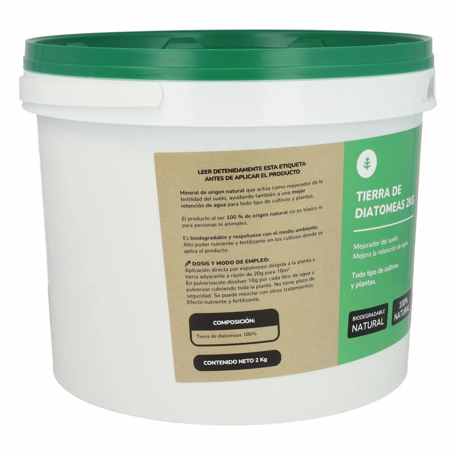 Tierra de Diatomeas 2 kg Fertilizante Natural Mejorador del Suelo para Cultivos Huertos Jardinería