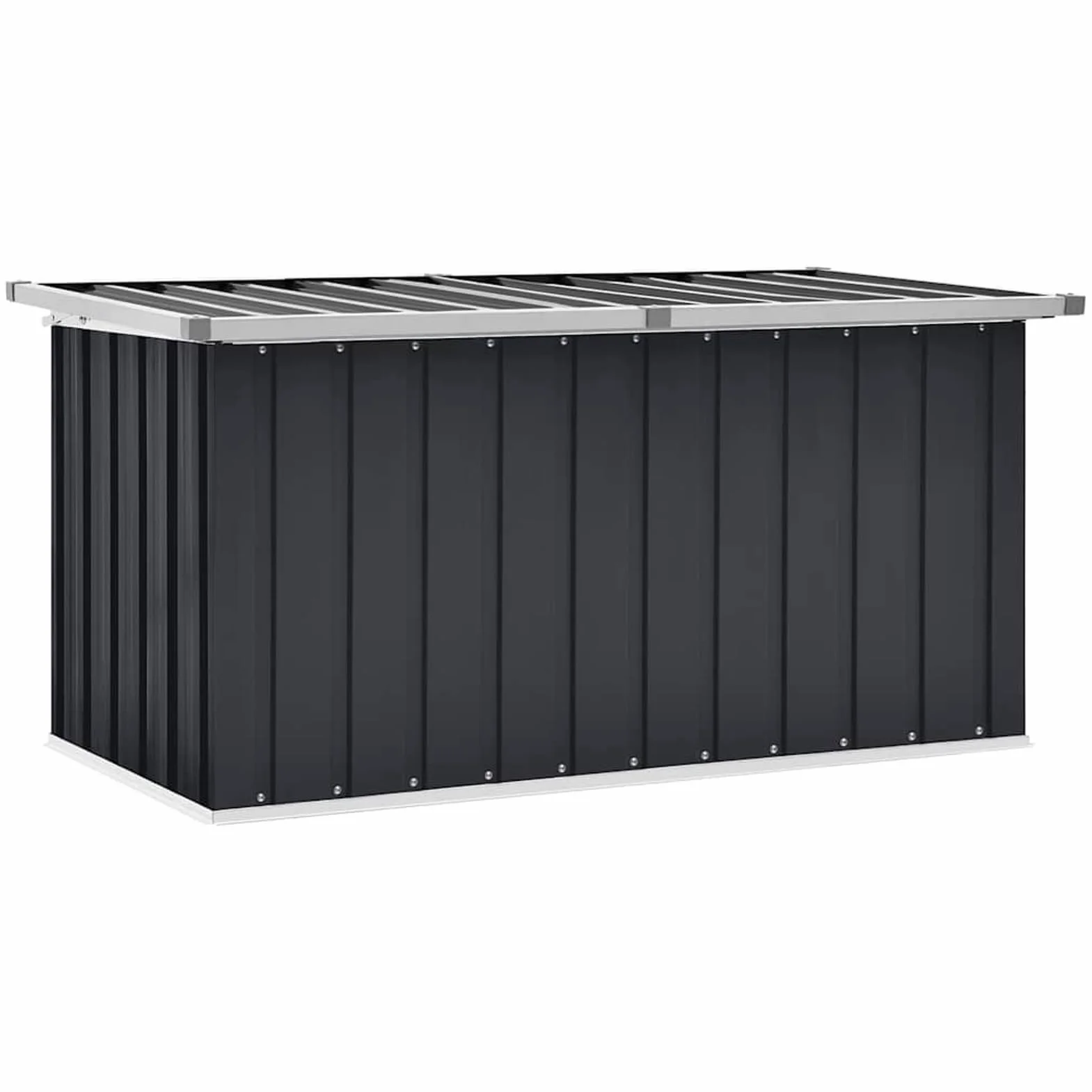 Baúl de jardín antracita 129x67x65 cm para almacenamiento exterior