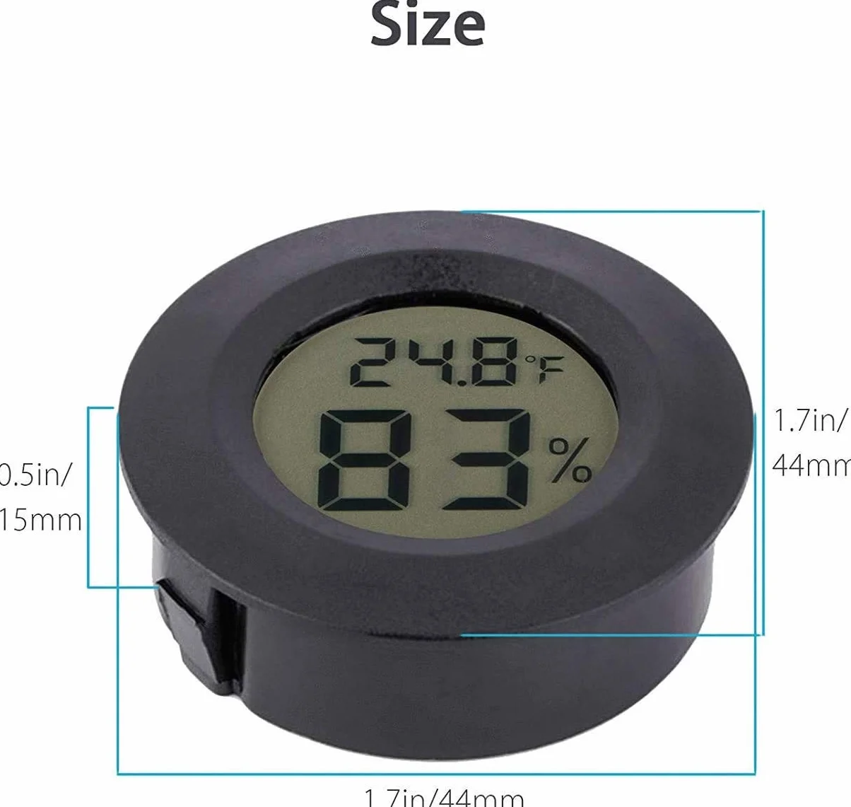 Mini Higrómetro Termómetro Monitor LCD Digital Medidor de Humedad Interior Exterior para Humidificadores Deshumidificadores Invernadero Sótano (2PCS Black)