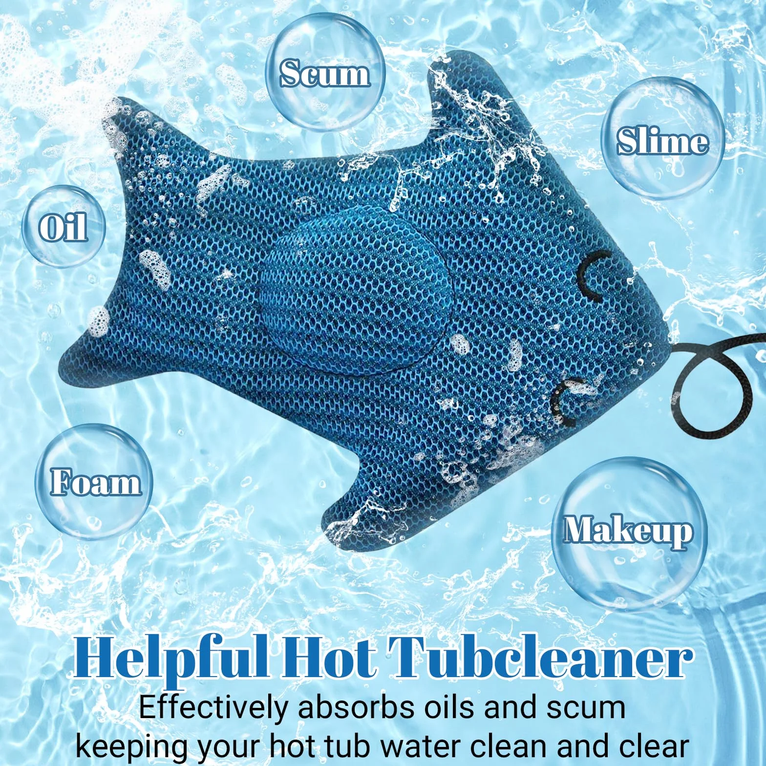 Hot Tub Scum Absorber 2-Pack Reusable Oil Absorbing Sponge Pool Accessories