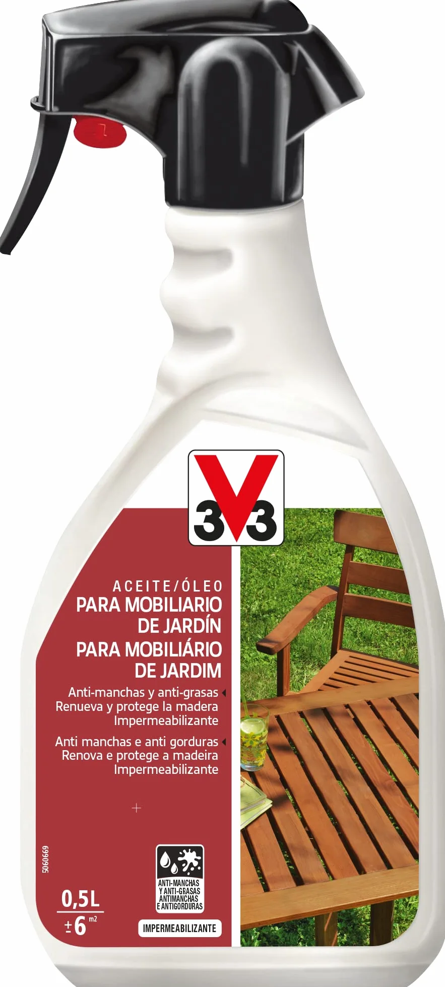 V33 Pulverizador aceite teca 0.5L Incoloro
