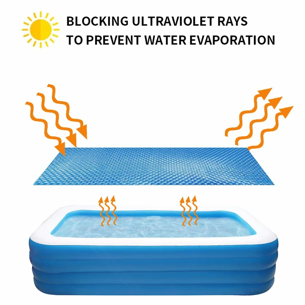 Cobertor Solar Piscina Redonda/Rectangular 300x200CM Cubierta de Burbujas Calienta Agua