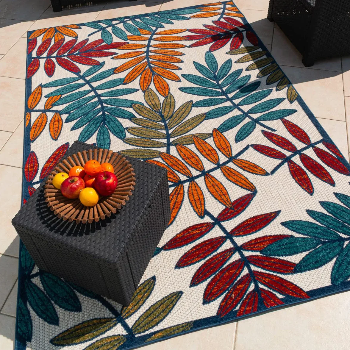 Alfombra Cabana Interior Exterior 70x140 cm Multicolor Patrón en Relieve