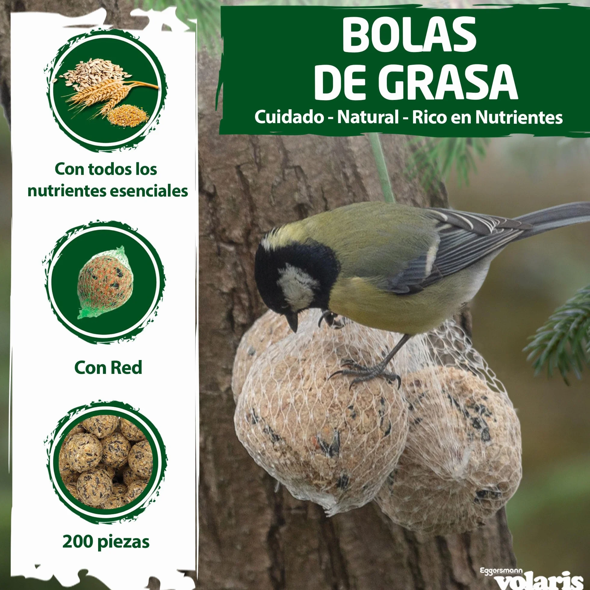 Eggersmann Volaris Meisenknödel con red 200 piezas 18 kg Alimento para pájaros silvestres