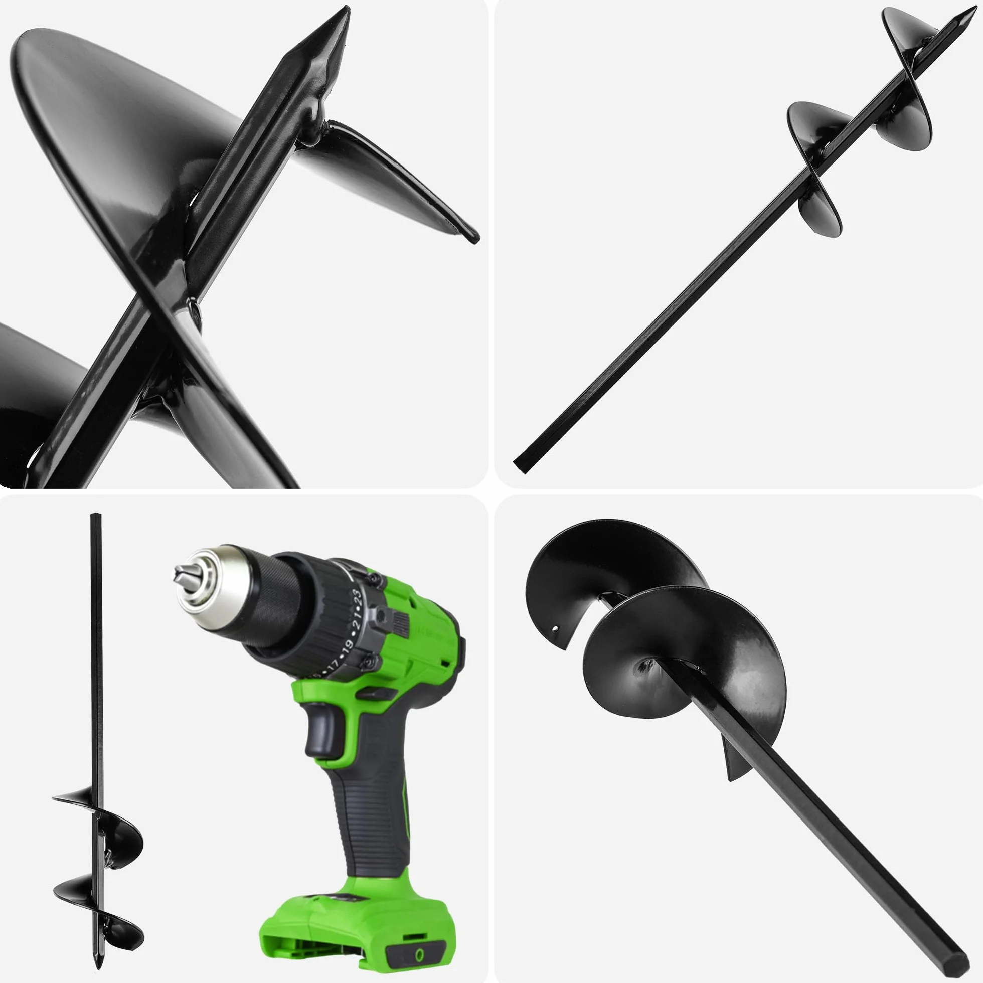 KADAX Broca de tierra 60 mm para taladro inalámbrico, taladro de jardín espiral