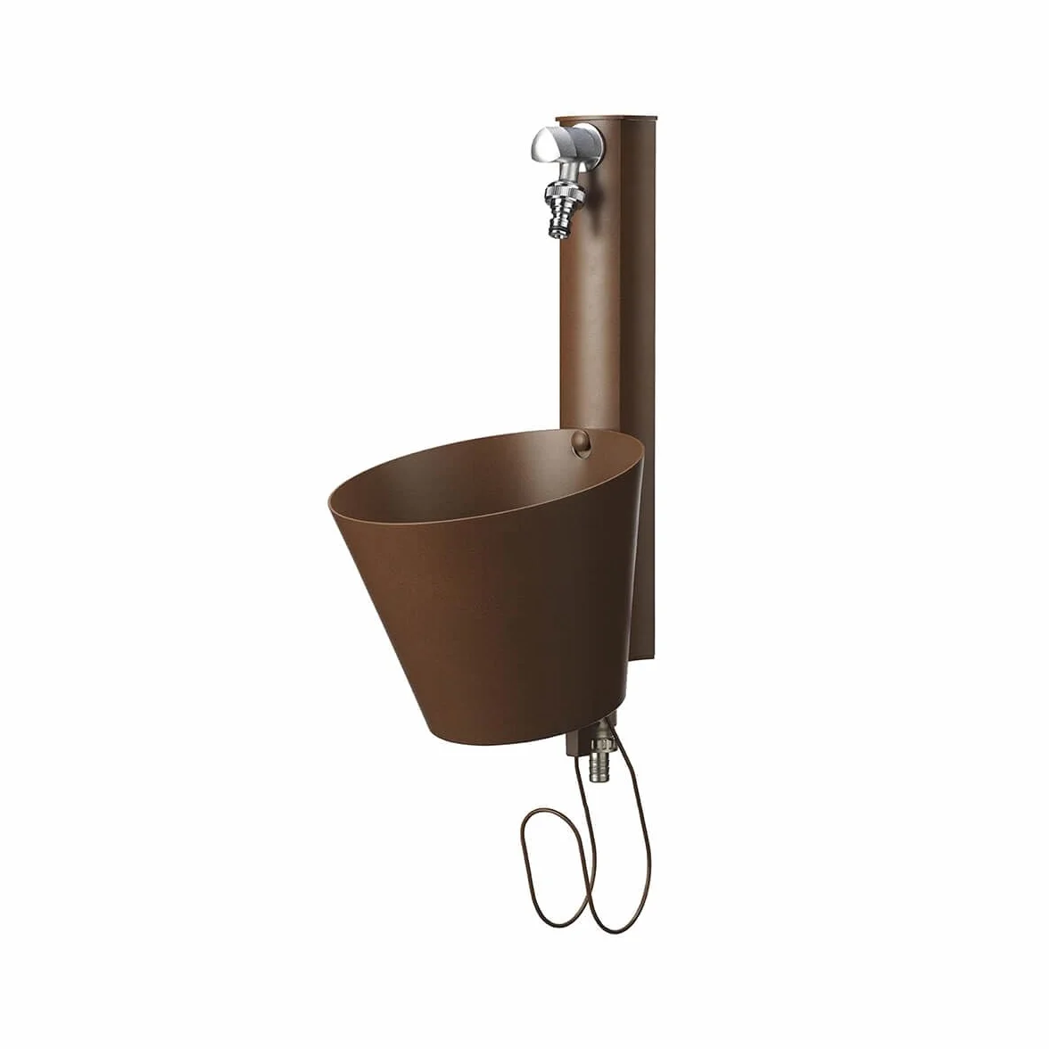 BEL FER Fuente de jardín de pared con dos grifos y cubo extraíble, con puerta de goma, modelo 42/ PRS (óxido)
