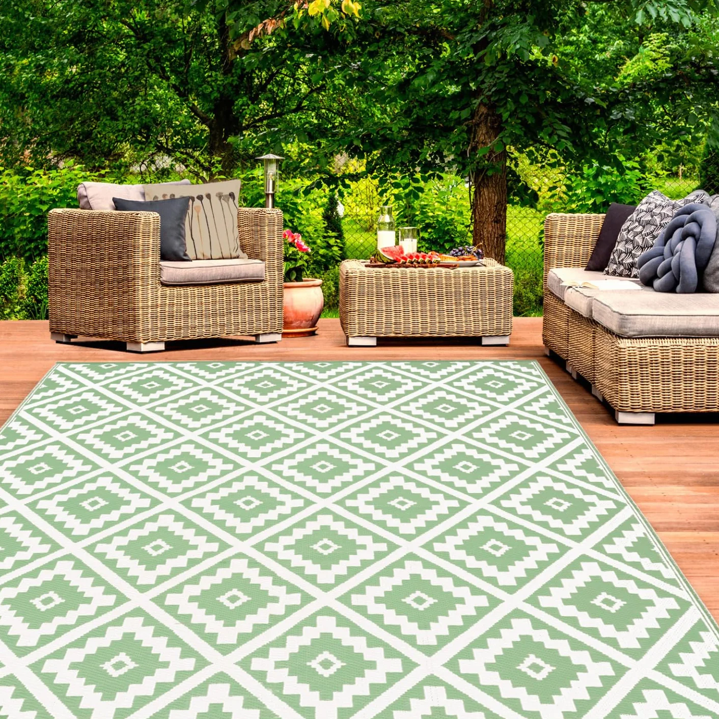 Alfombra exterior Bahamas verde salvia 180 x 280 cm
