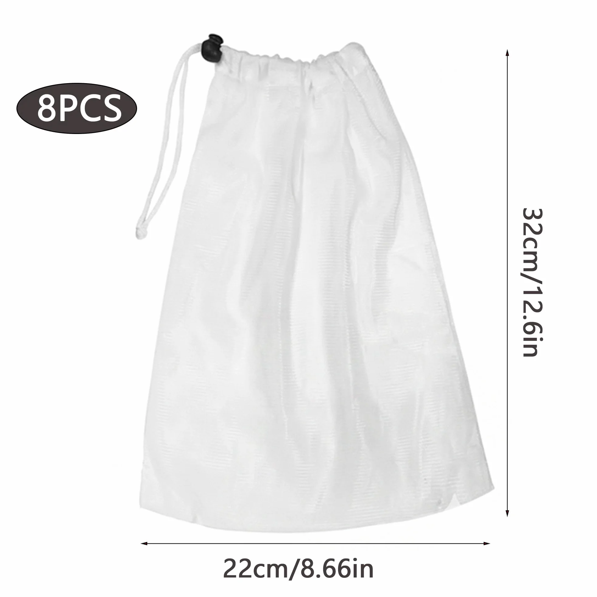 8 bolsas colectoras de repuesto para aspiradora de piscina, malla fina 32 x 22 cm, cordón
