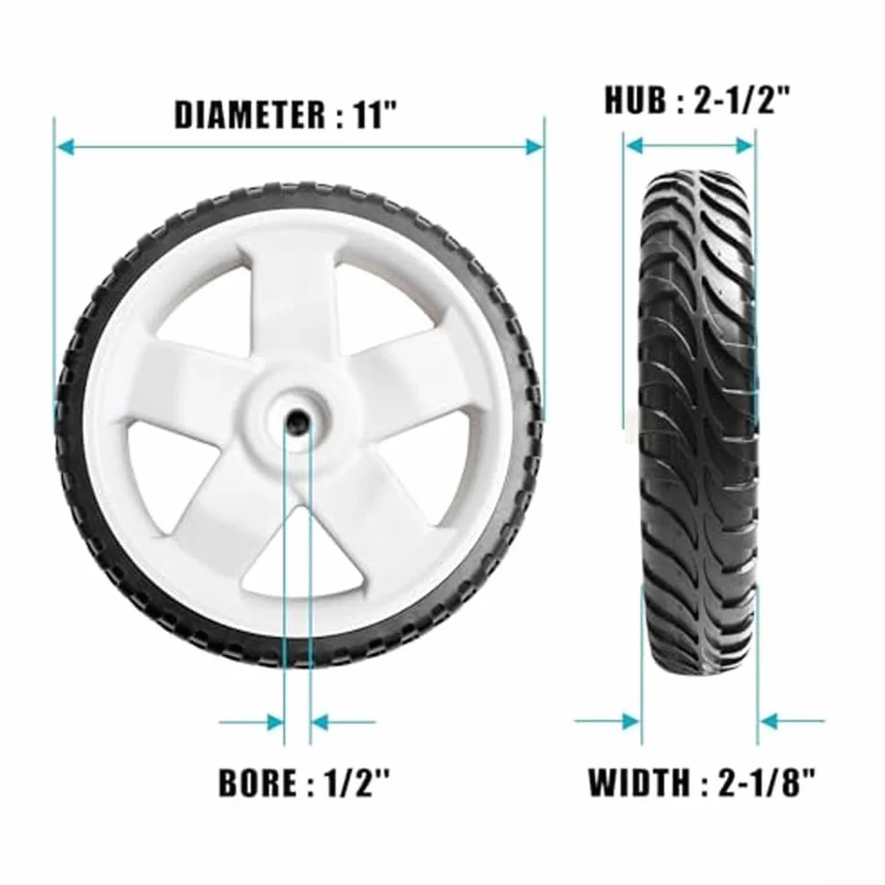 Rueda trasera de 11 pulgadas, compatible con toro 137-4837 115-2882 119-0313, se adapta a los modelos de cortacésped Walk-Behind 20339 20378 20959 21329 (2 piezas)