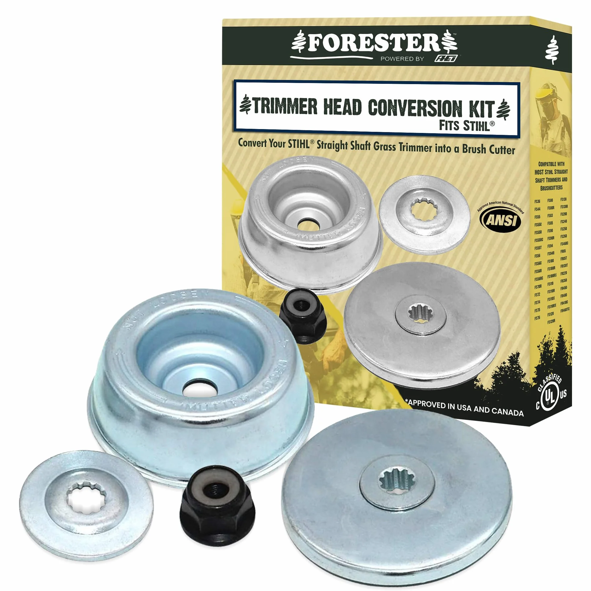 FORESTER Kit de conversión de cabeza recortadora compatible con la mayoría de los recortadores de eje recto Stihl y Brushcutte