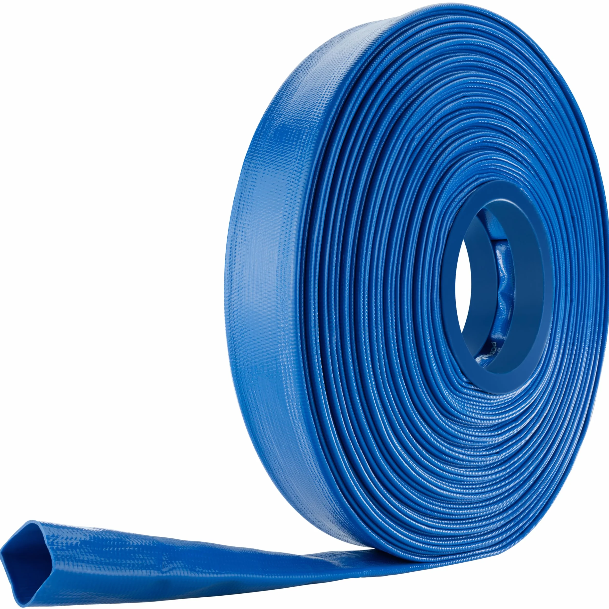 Poppstar Manguera plana de descarga de agua de PVC 40m, Ø 38mm (1 1/2 pulgada), presión de trabajo 7 bar, manguera de bombeo, azul