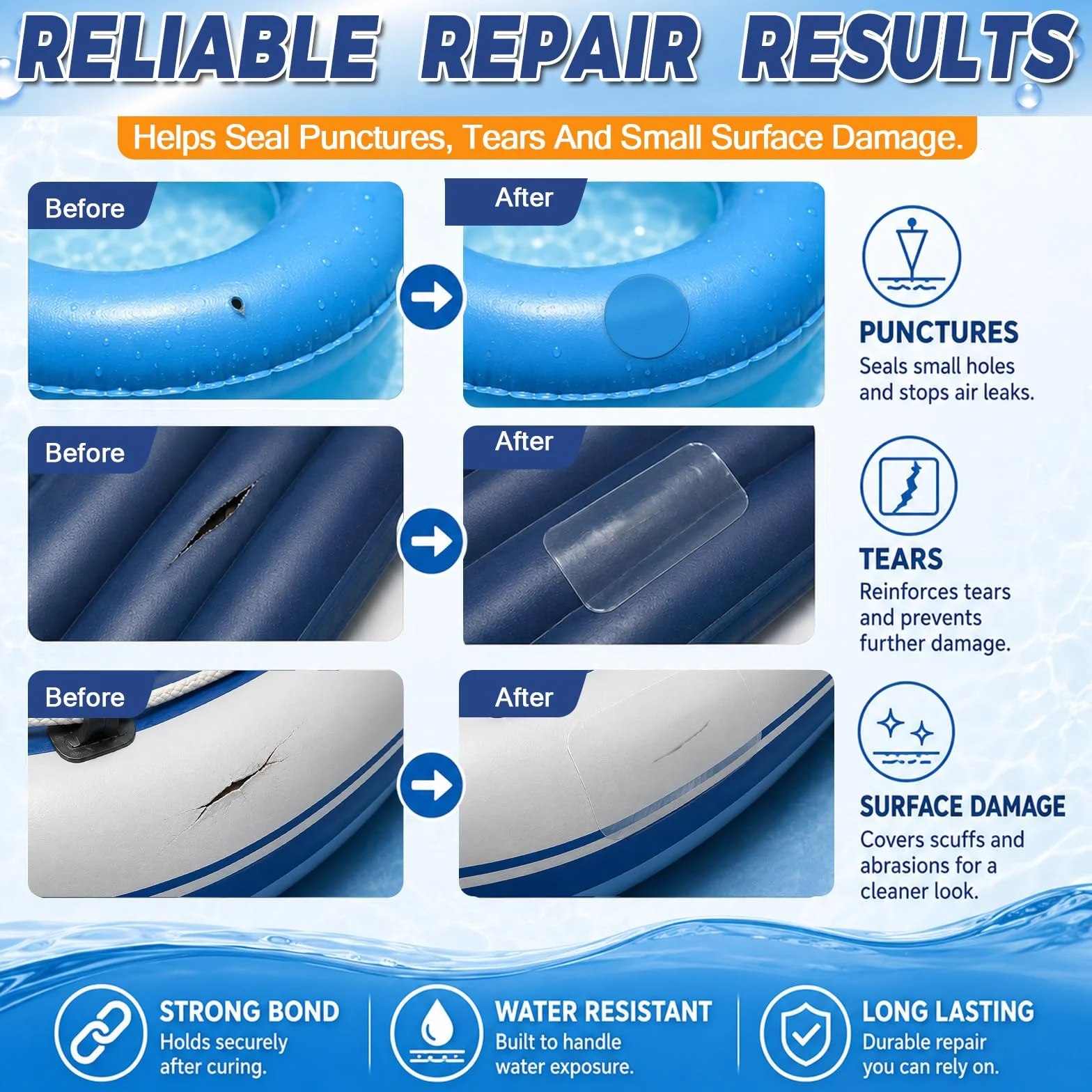 Vigorder Parches Piscina 60ml Kit Reparación Impermeable Vinilo Inflables Piscina Jacuzzi Barco PVC Balsa Kayak Exterior