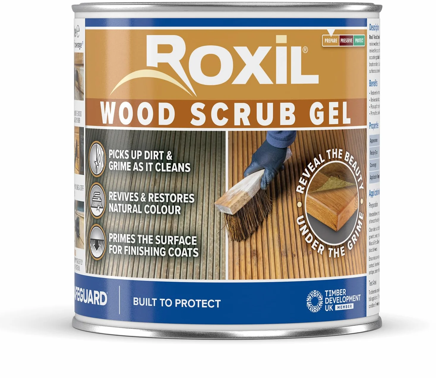 Roxil Gel Exfoliante para Madera 1L Limpiador de Madera Ácido Oxálico Restaurar Color