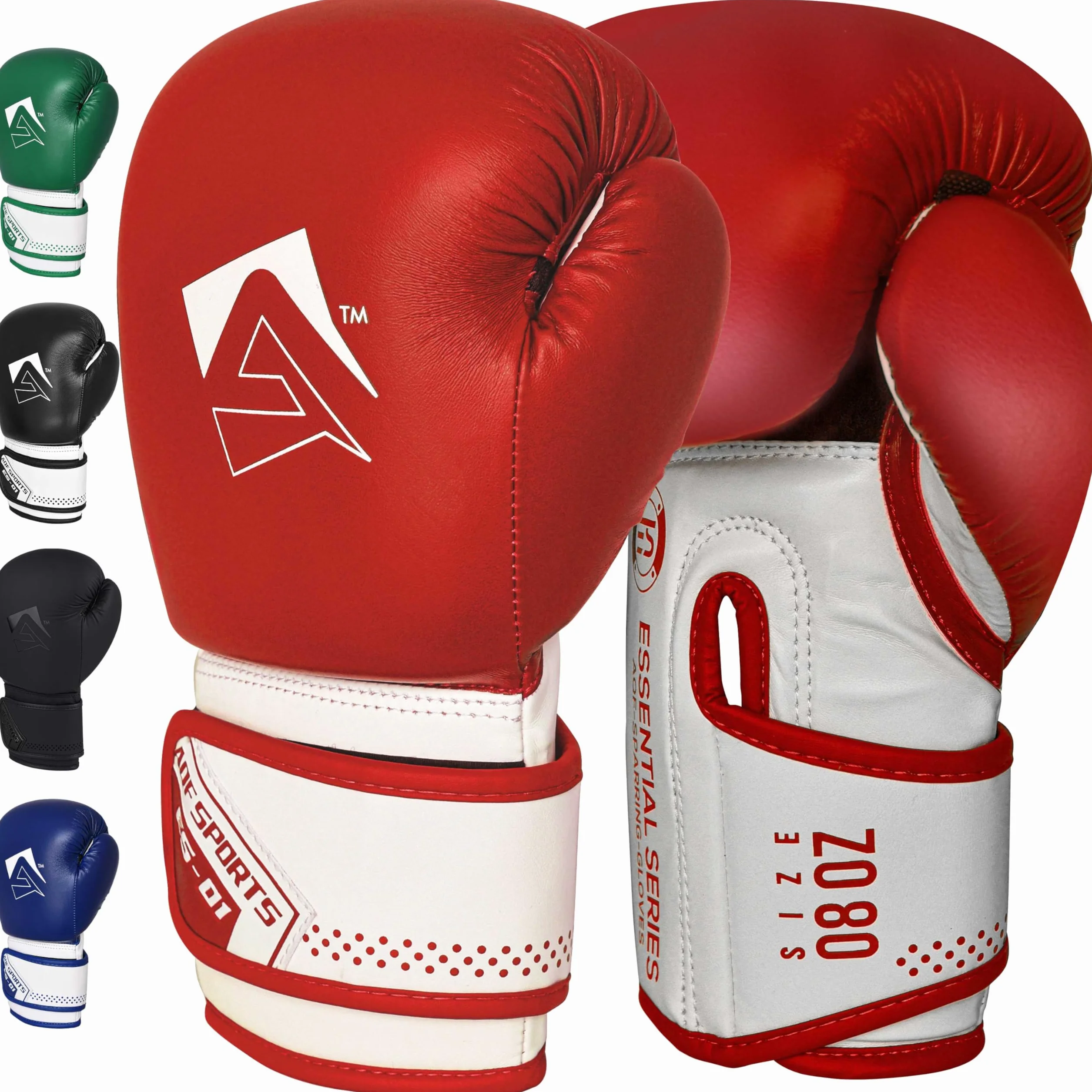 AQF Guantes Boxeo Cuero Saco Boxeo Guantillas MMA Kick Boxing Muay Thai UFC Capa Extra Acolchado 8 10 12 14 16 Oz