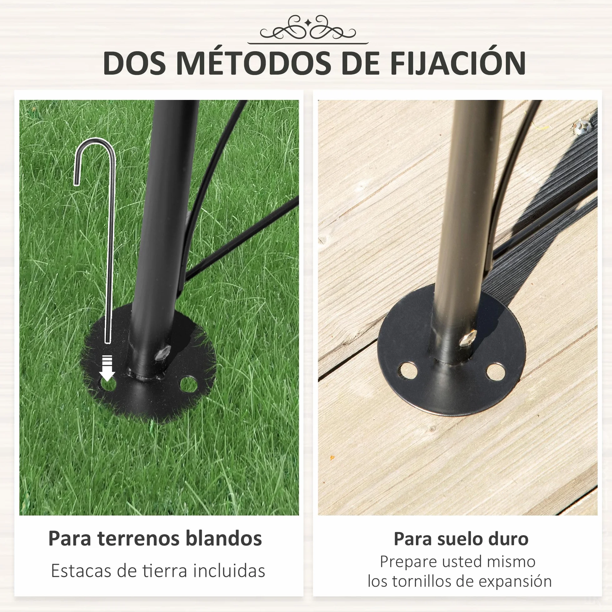 Outsunny Arco de Jardín de Metal Arco de Rosas Arco de Boda Diseño Enrejado para Plantas Trepadoras para Decoración Patio Terraza 114x30x230 cm Negro