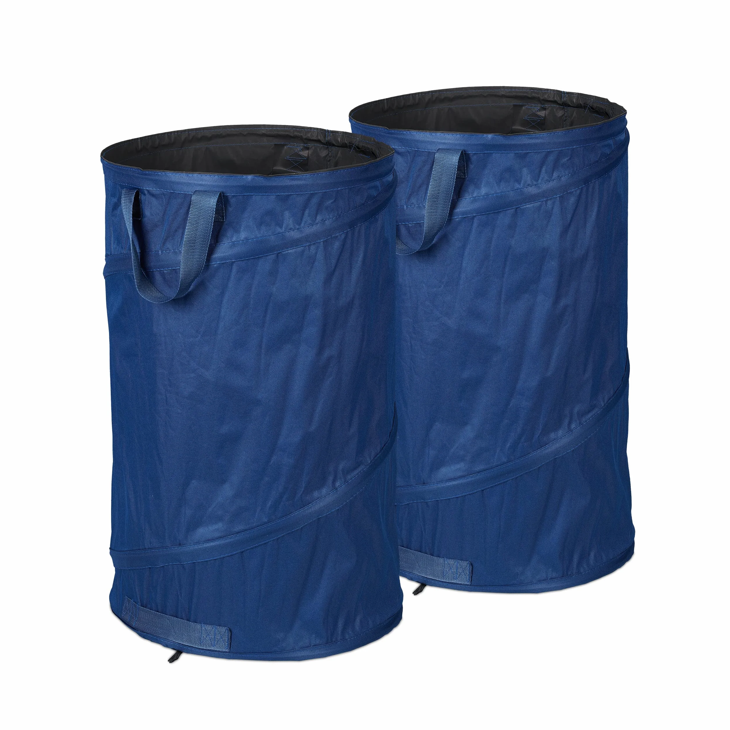 Relaxdays Sacos Hojas PopUp 120L Auto-desplegables Impermeable UV Azul Set2