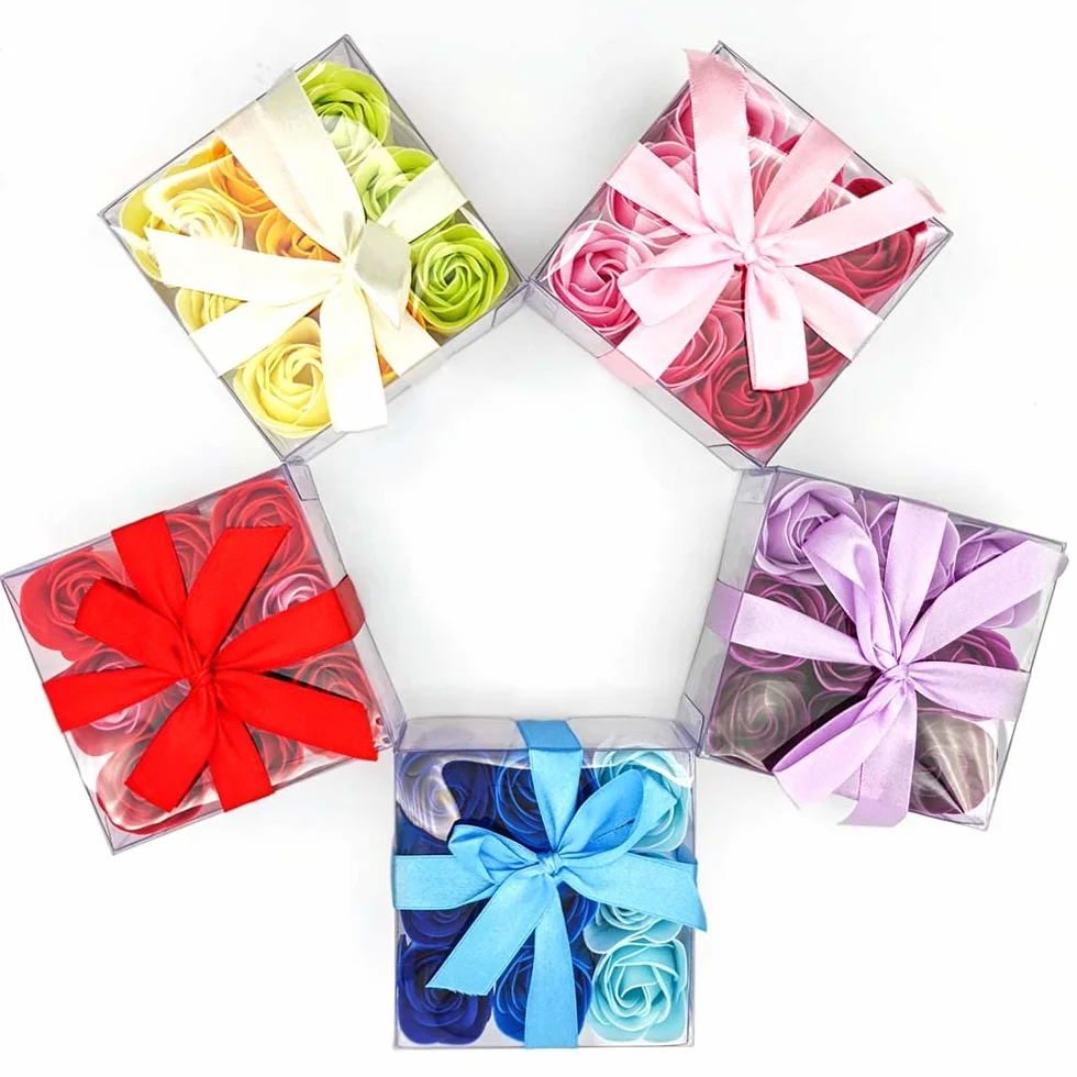 Caja 9 Rosas de Jabón para Regalo Rojo - Flores con Pétalos de Jabón Perfumados