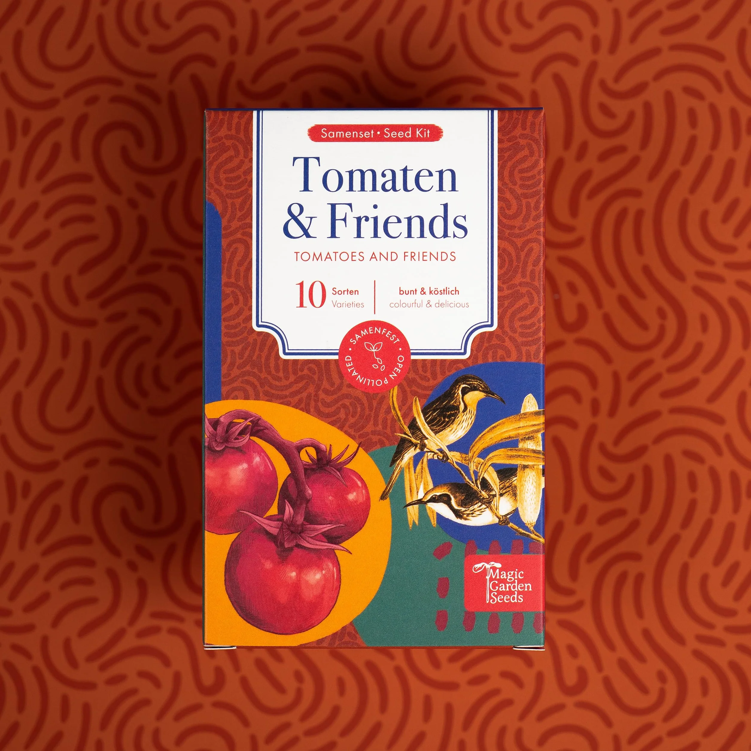 Tomates & Compañeros - 10 variedades de tomates y hierbas de polinización abierta - Kit de semillas para principiantes