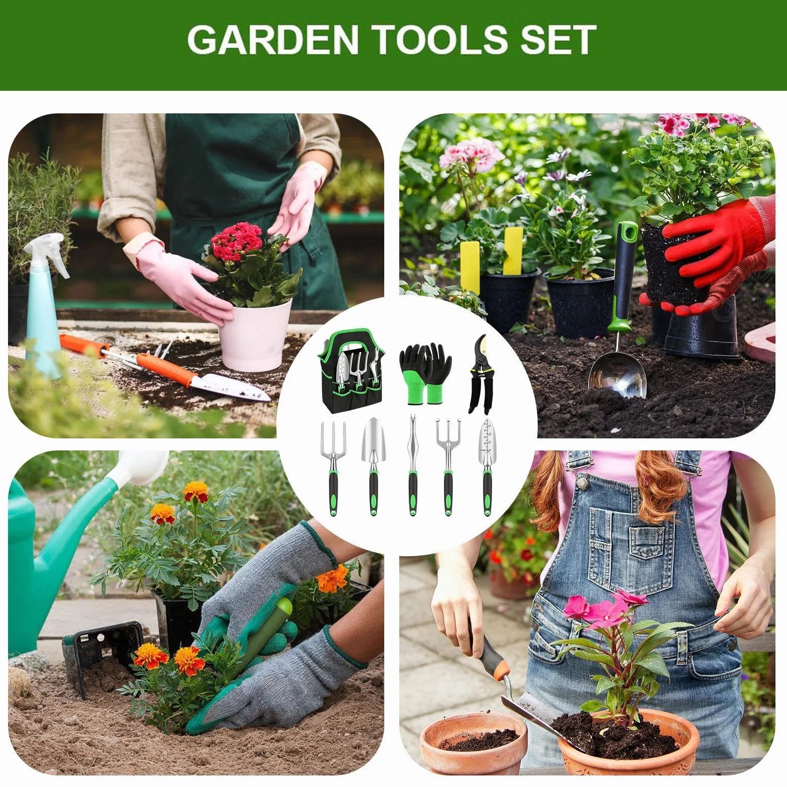 Herramientas De Jardinería Suministros De Plantas De Acero Inoxidable | Kit de Herramientas Manuales Jardín Floral Para Soltar Tierra Trasplantar Podar Amateur