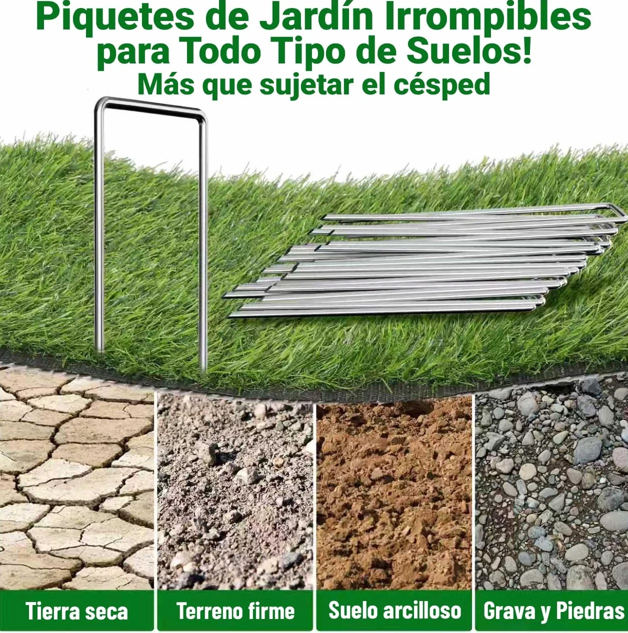 Amagabeli Juego de 200 estacas galvanizadas para jardín, Grapas de 6 Pulgadas Calibre 11