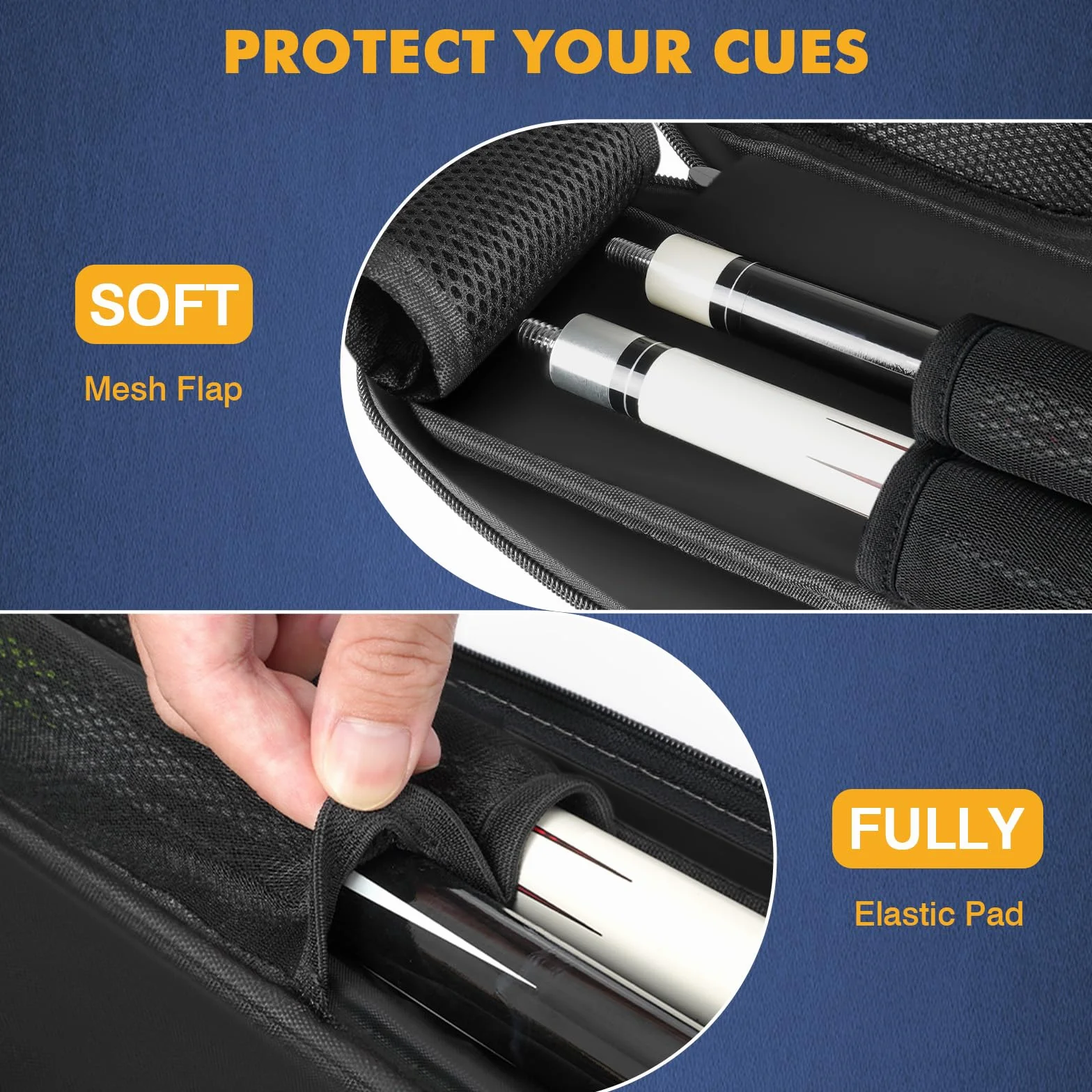 Funda para Tacos de Billar PEKREWS, Bolsa para 2 Palos con 2 Bolsillos, Poliéster Resistente