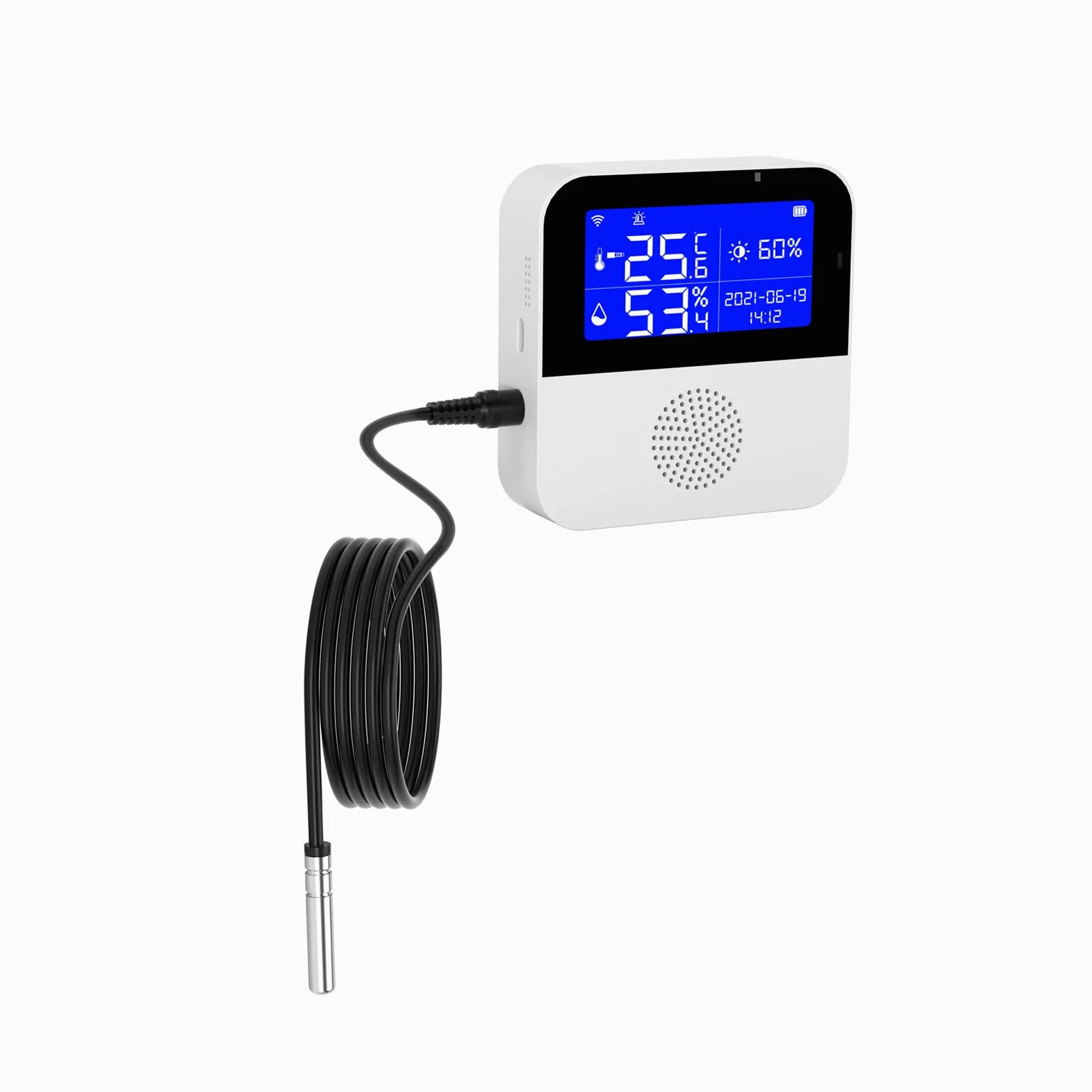 Termómetro inalámbrico higrómetro, termómetro CEIEVER WLAN higrómetro aplicación notificación y almacenamiento de datos Bluetooth Thermo higrómetro funciona con Alexa/Google
