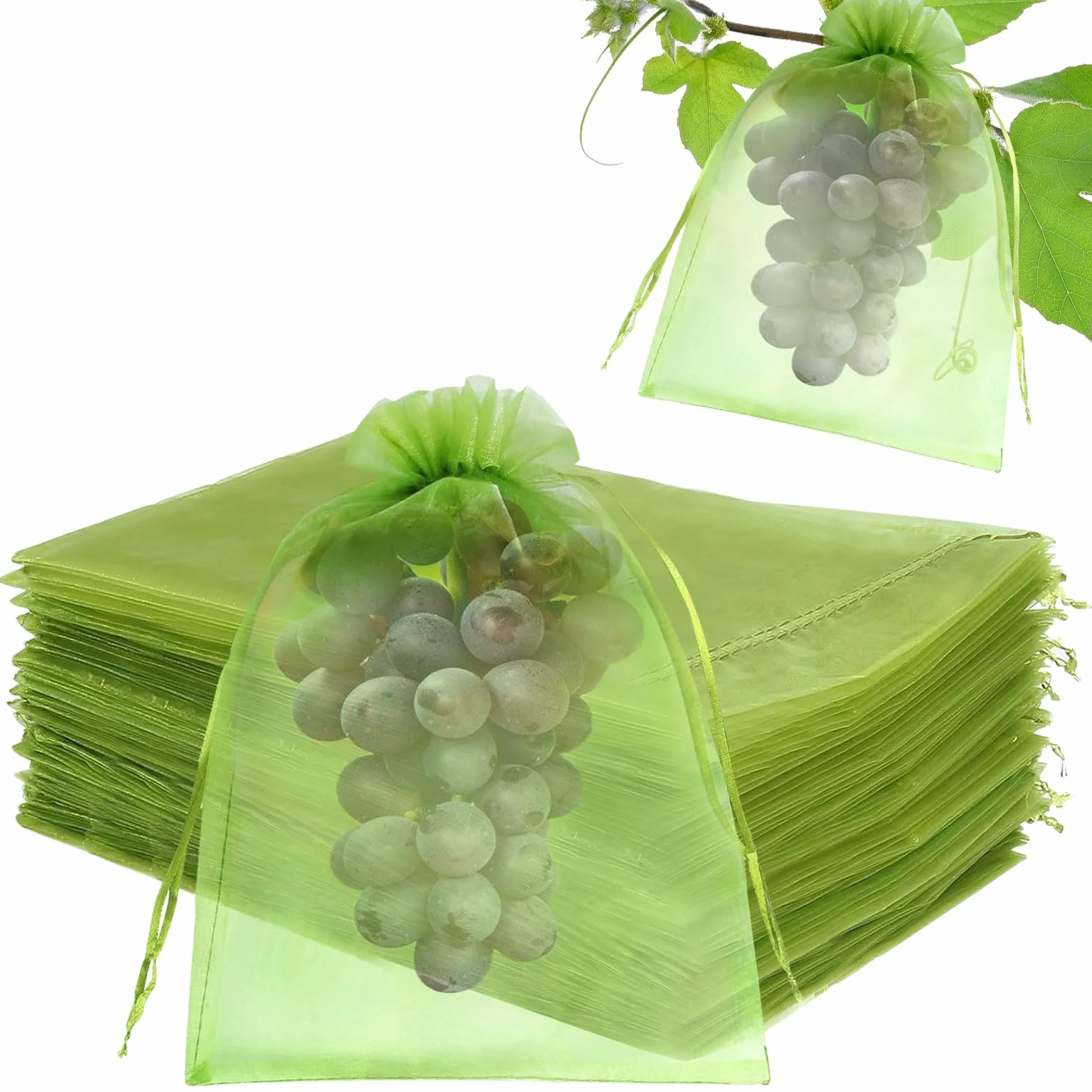Bolsas Protectoras para Uvas 20x30 cm 50 Piezas Malla de Protección con Cordón