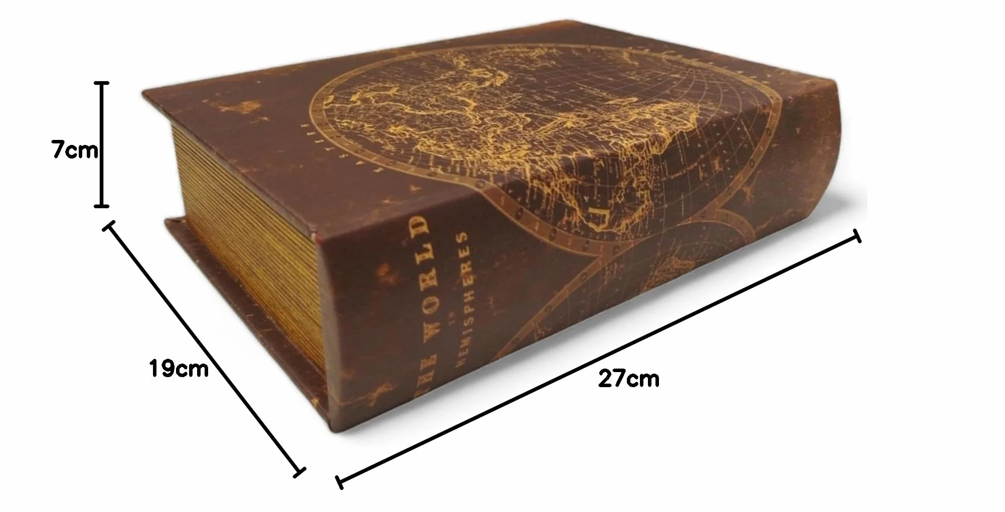 Caja de almacenamiento grande marrón oro para libros y joyas con tapa